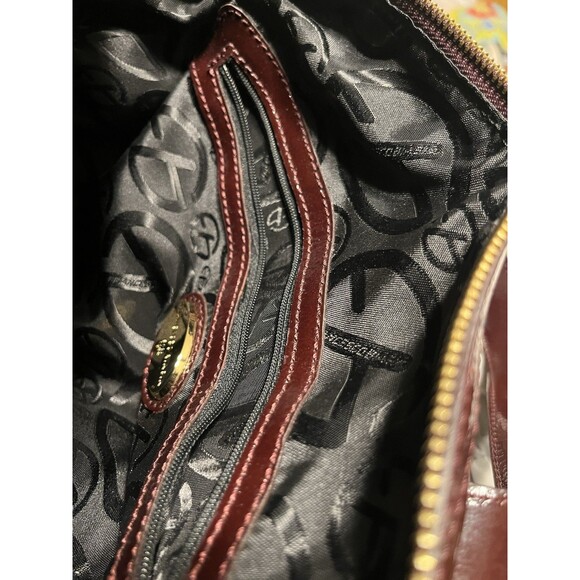 Francesco Biasia Burgundy Patent Leather Top Handle Satchel Double Handle Purse - Picture 5 of 10